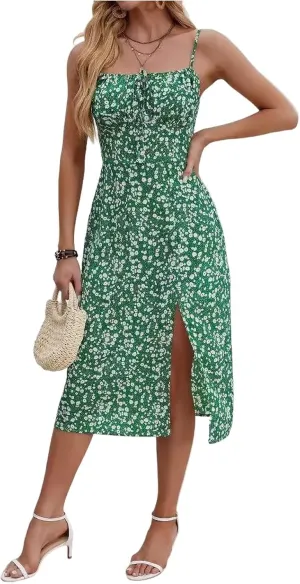 Womens 2025 Off-Shoulder Sleeveless Spaghetti Strap Dresses Summer Beach Vacation Sexy Cocktail Party Dress
