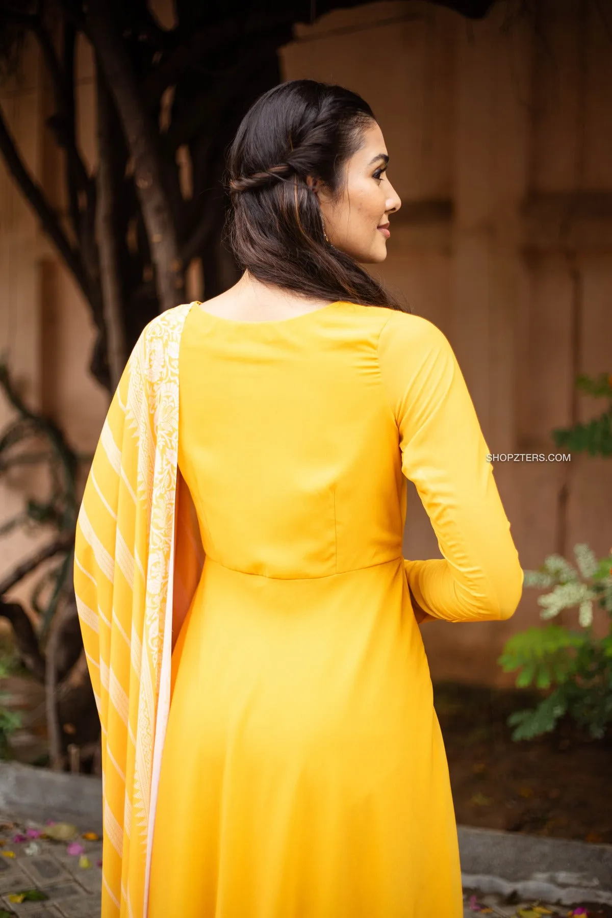 Yellow Angrakha Style Georgette Anarkali