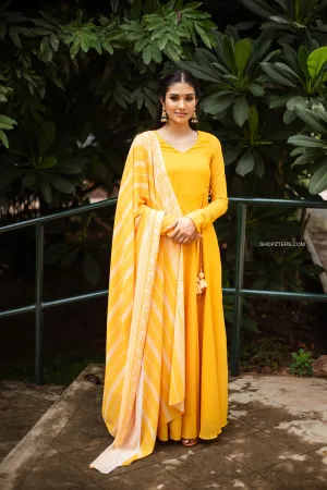 Yellow Angrakha Style Georgette Anarkali