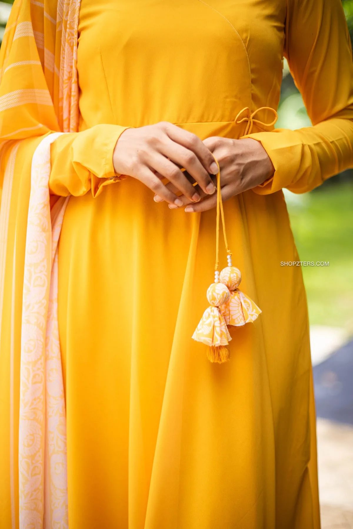 Yellow Angrakha Style Georgette Anarkali