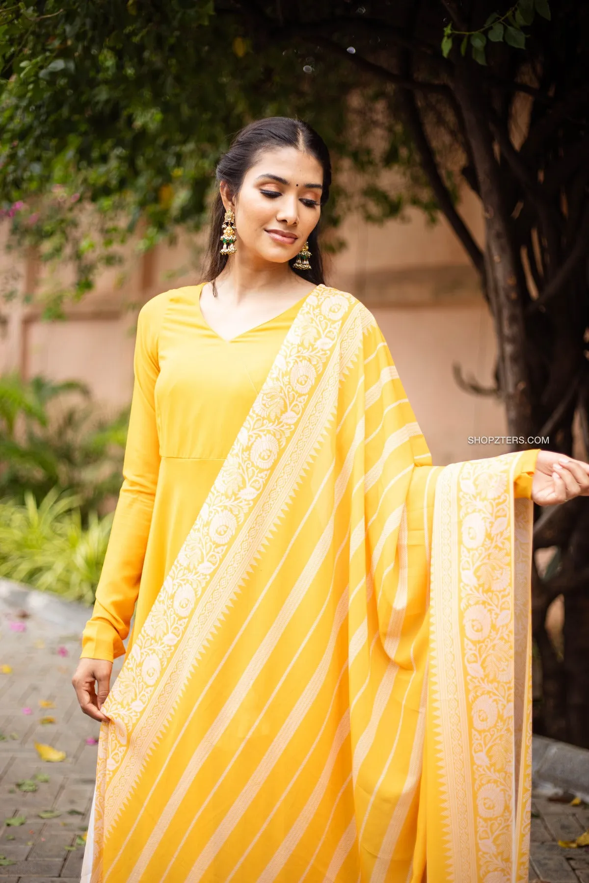Yellow Angrakha Style Georgette Anarkali