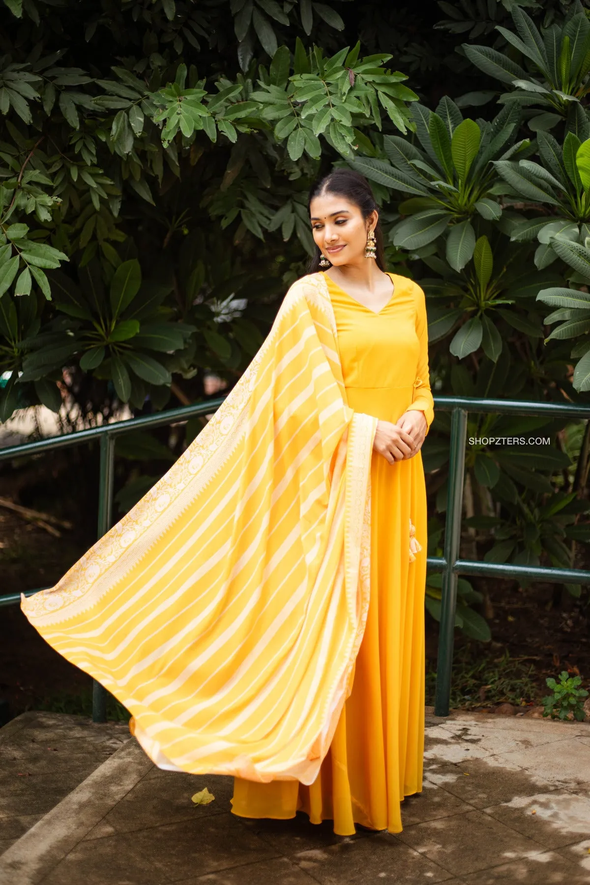 Yellow Angrakha Style Georgette Anarkali