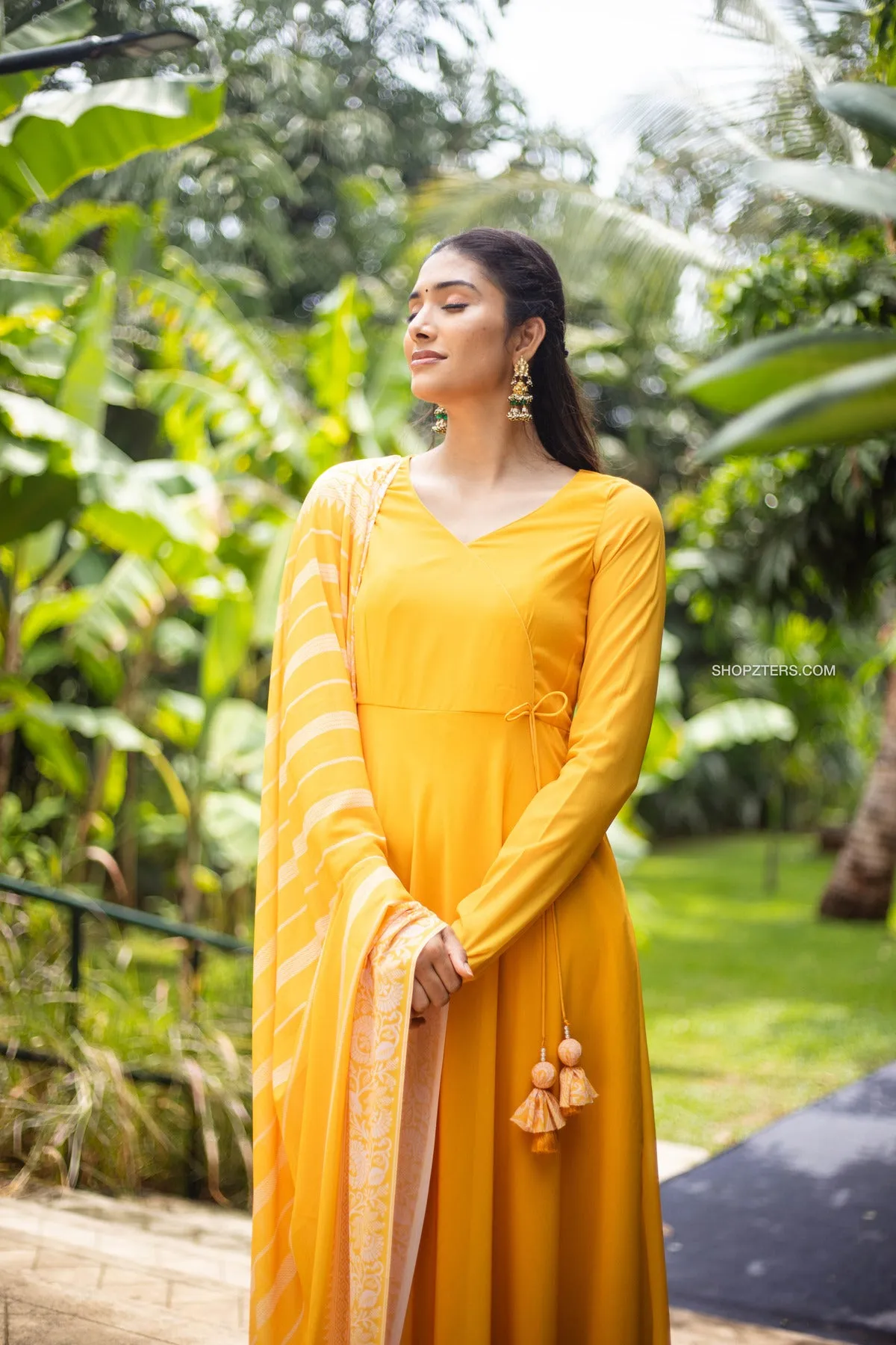 Yellow Angrakha Style Georgette Anarkali