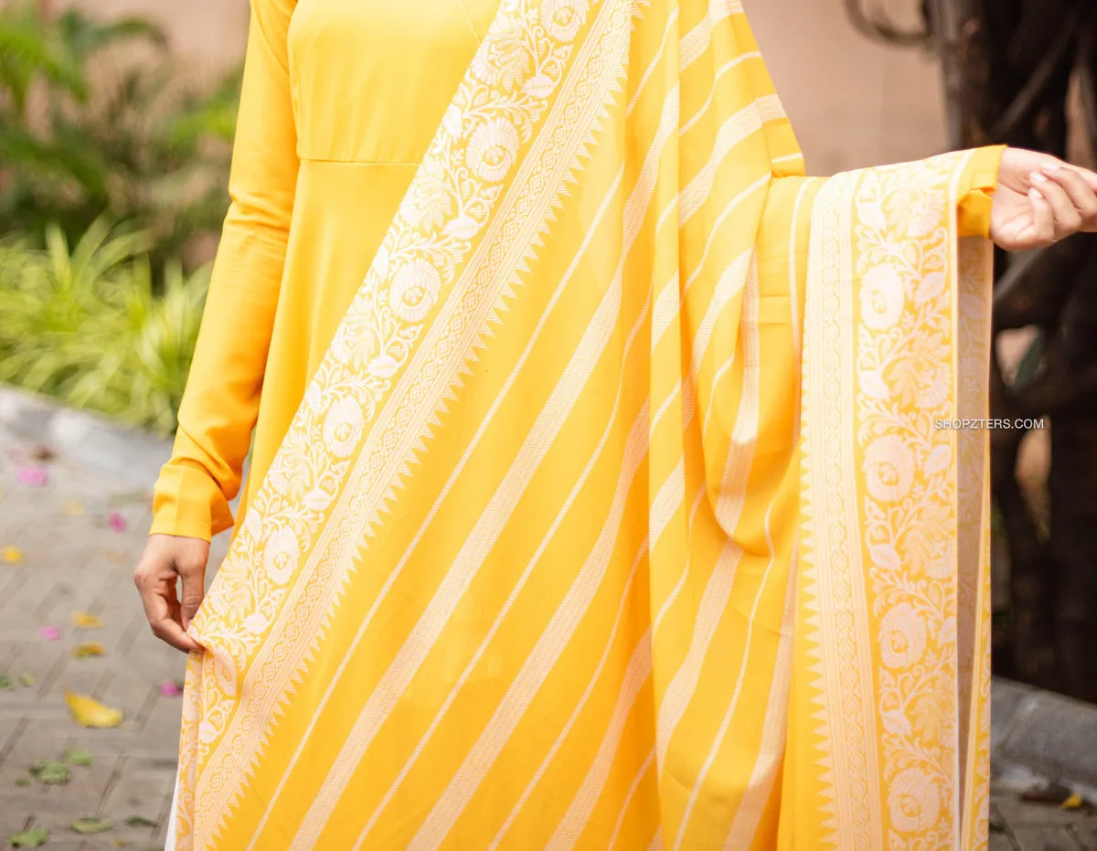 Yellow Angrakha Style Georgette Anarkali