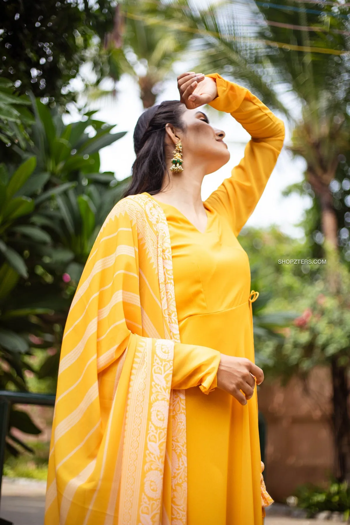 Yellow Angrakha Style Georgette Anarkali