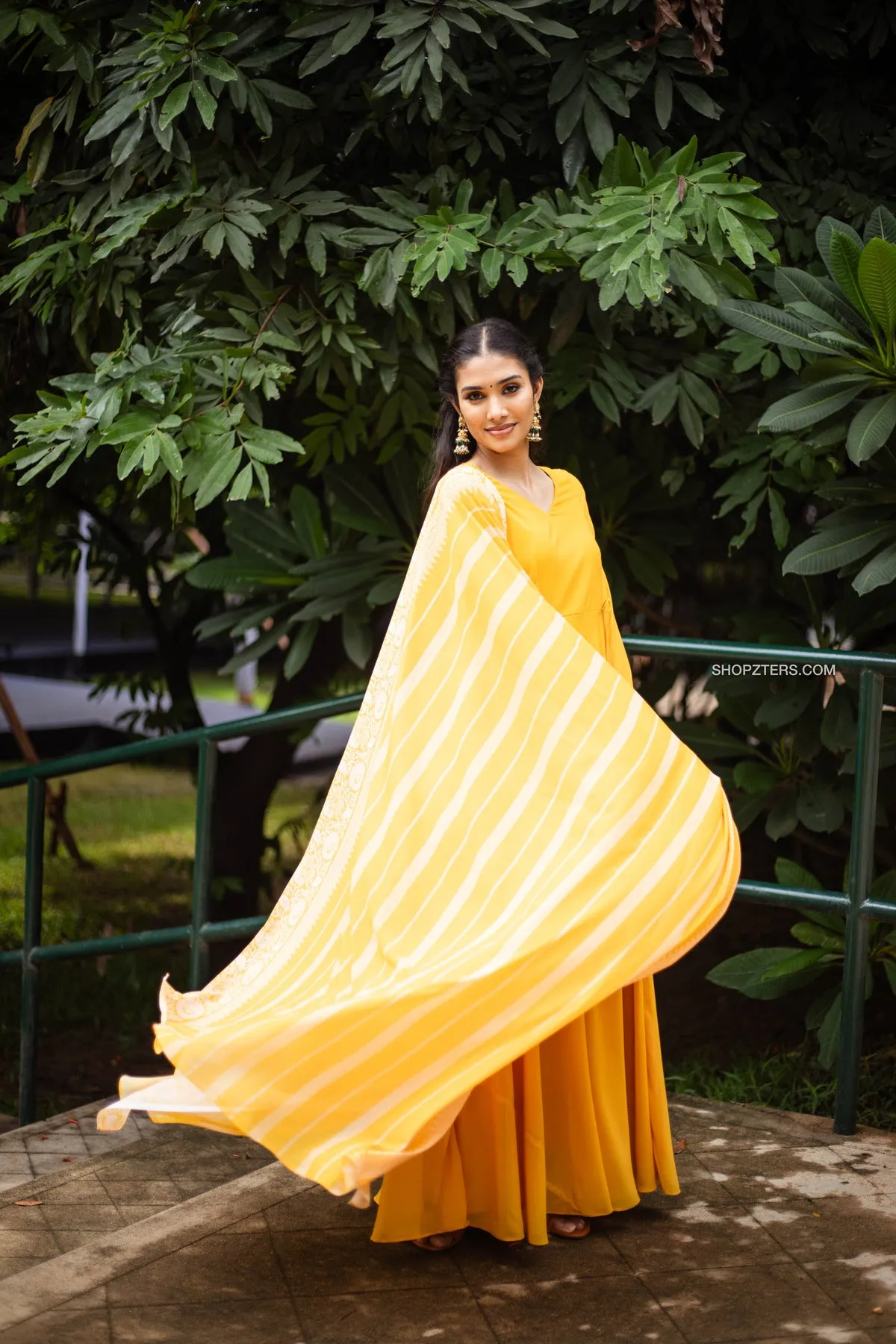 Yellow Angrakha Style Georgette Anarkali