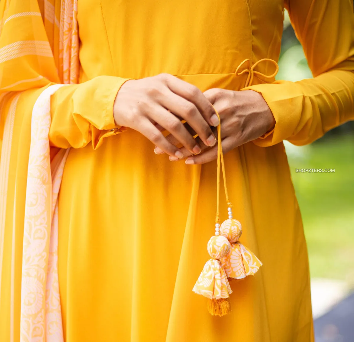 Yellow Angrakha Style Georgette Anarkali